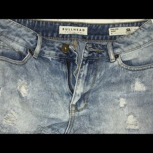 Light wash jean shorts